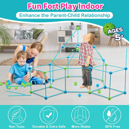 Kids Fort Building Kit Construction STEM Toys for 5 6 7 8 9 10 11 12 Years Old Boys and Girls Ultimate Forts Builder Gift Build DIY Building Educational Learning Toy for Indoor & Outdoor